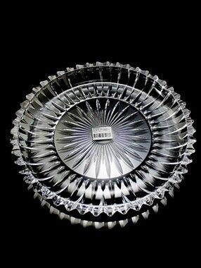 Crystal Platter Diamond Brilliance, Heavy Clear Glass New
